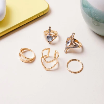 Gambar Ataru Cincin Wanita Diamond Set 5 pcs - Gold