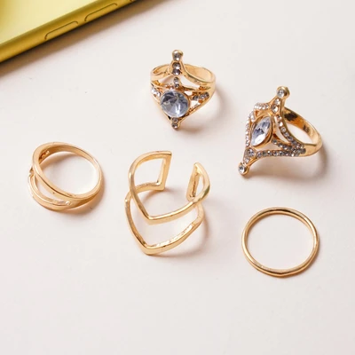 Gambar Ataru Cincin Wanita Diamond Set 5 pcs - Gold