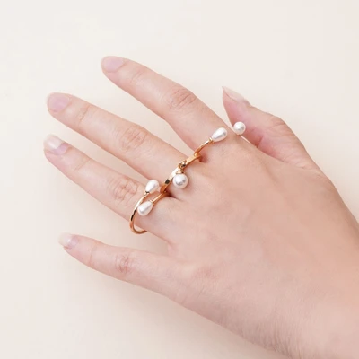 Gambar Ataru Cincin Wanita Pearl Set 5 pcs - Gold