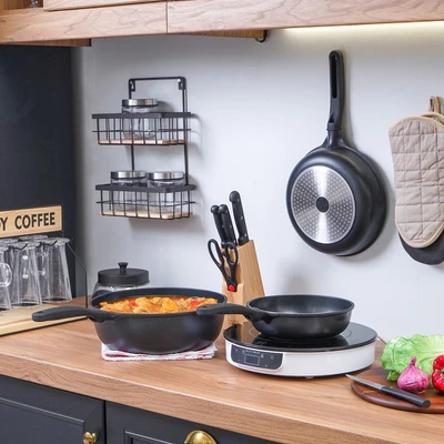 Gambar Cooking Color Alpha Everyday Wajan Penggorengan Aluminium 20 cm - Hitam