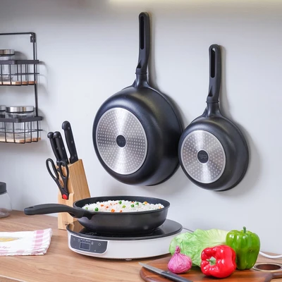 Gambar Cooking Color Alpha Everyday Wajan Penggorengan Aluminium 24 cm - Hitam