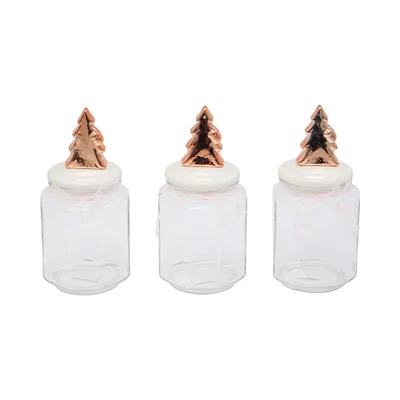 Gambar Informa 800 Ml Set 3 Pcs Stoples Kaca Tree - Rose Gold