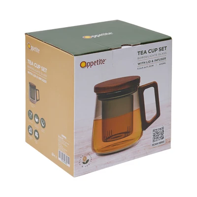 Gambar Appetite 400 Ml Ronja Mug Teh Dengan Tutup & Infuser - Abu-abu