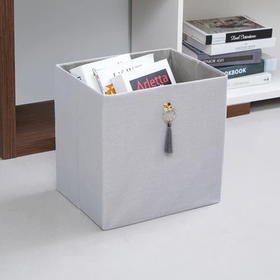 Gambar Informa Kotak Penyimpanan Lipat Linen 32x25x32 cm - Abu-Abu