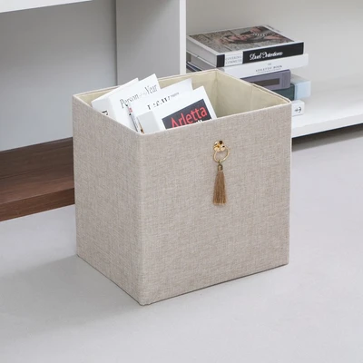 Gambar Informa Kotak Penyimpanan Lipat Linen 32x25x32 cm - Krem