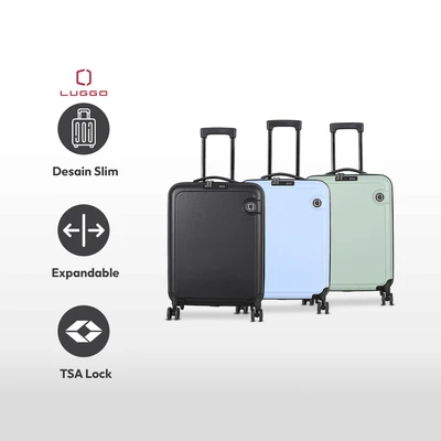 Gambar Luggo Ultra Slim Koper ABS TSA Lock Expandable 20 Inch - Hitam