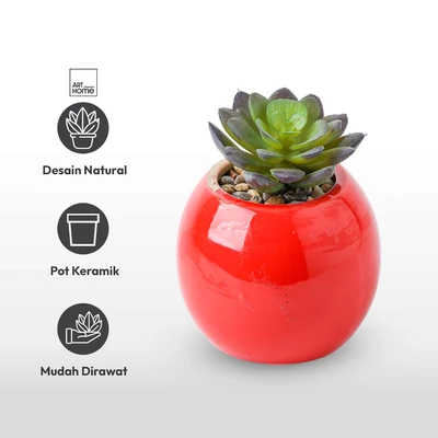 Gambar Arthome Iris Akiko Tanaman Artifisial Succulent Dengan Pot 8x8x9.5 cm Random