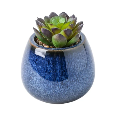 Gambar Arthome Iris Etsuko Tanaman Artifisial Succulent Dengan Pot 8x8x9.5 cm Random
