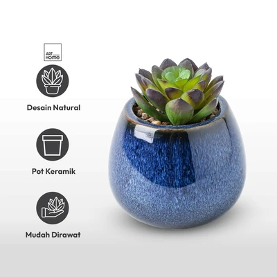 Gambar Arthome Iris Etsuko Tanaman Artifisial Succulent Dengan Pot 8x8x9.5 cm Random