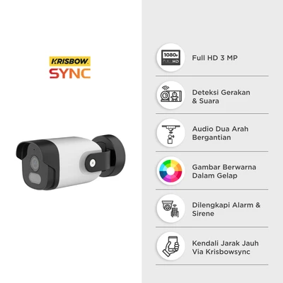 Gambar Krisbow Sync Ip Camera Outdoor Wifi 3mp Bullet 11t