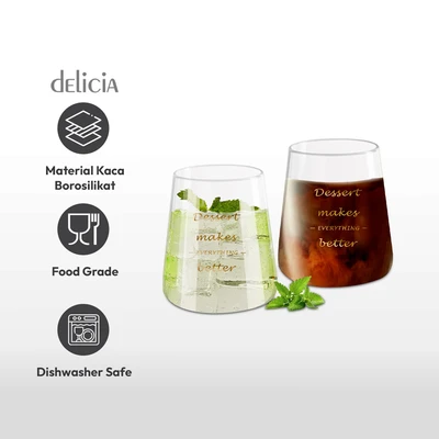 Gambar Delicia Goldie Gelas Borosilikat 440 ml Set 2 pcs
