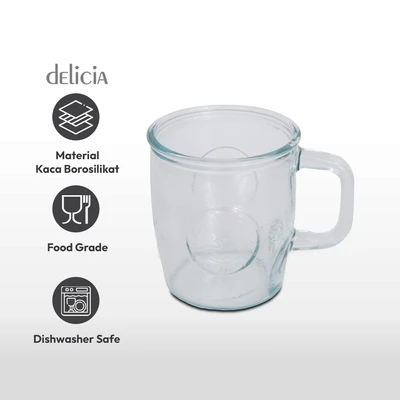 Gambar Delicia Gravar Mug Kaca 350 ml Set 4 pcs Transparan