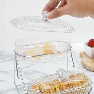 Gambar Delicia Mangkuk Saji 2 Tingkat Dengan Tutup Set 2 pcs Transparan