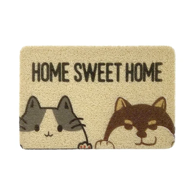 Gambar Forhom Keset Kamar Mandi & Dapur PVC Printed Dog N Cat 40x60 cm - Krem
