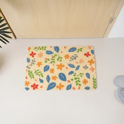 Gambar Forhom Keset Kamar Mandi & Dapur PVC Printed Flower 40x60 cm - Krem