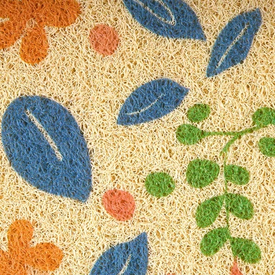 Gambar Forhom Keset Kamar Mandi & Dapur PVC Printed Flower 40x60 cm - Krem