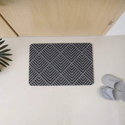 Gambar Forhom Keset Kamar Mandi & Dapur PVC Printed Diamond 40x60 cm - Abu-Abu