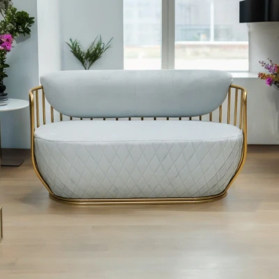 Gambar Informa Yorizo Kursi Lounge 2 Seater - Gold/Abu-Abu