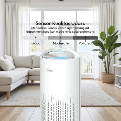 Gambar Krisbow Sync Smart Air Purifier 24 m2 CADR 200 m3/jam - Putih
