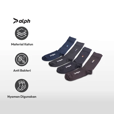 Gambar Alph Set 4 Pasang Kaos Kaki Pria Formal Badge - Mix
