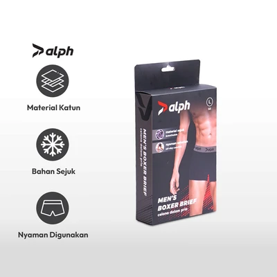 Gambar Alph Celana Dalam Pria Boxer Basic Set 2 pcs Ukuran L - Mix