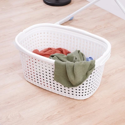 Gambar Stora 60x38.5x27 Cm Keranjang Laundry Woven Dengan Handle - Putih