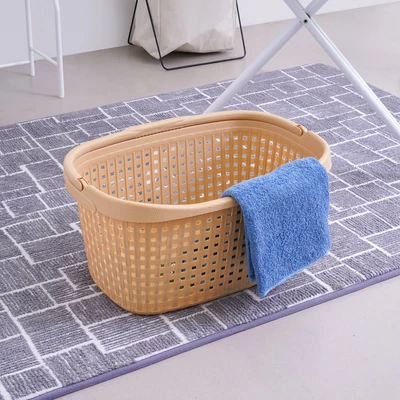 Gambar Stora 60x38.5x27 Cm Keranjang Laundry Woven Dengan Handle - Krem