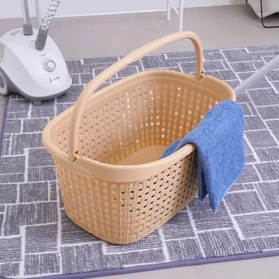 Gambar Stora 60x38.5x27 Cm Keranjang Laundry Woven Dengan Handle - Krem