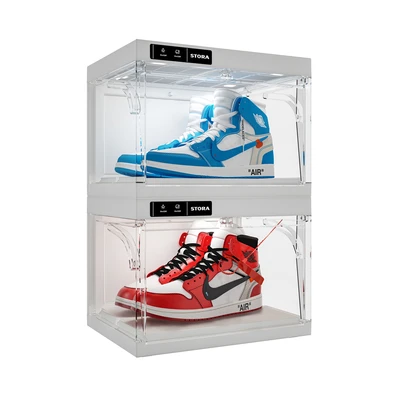 Gambar Stora Kotak Sepatu 2 Tingkat Dengan Automatic Opened & Lampu LED Transparan