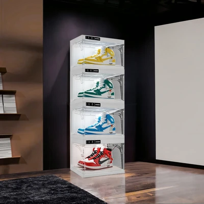 Gambar Stora Kotak Sepatu 2 Tingkat Dengan Automatic Opened & Lampu LED Transparan