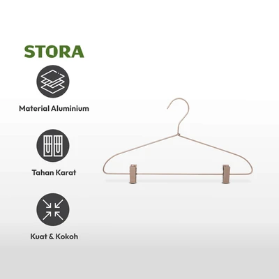 Gambar Stora 40.5 cm Set 2 Pcs Hanger Baju Aluminium - Gold
