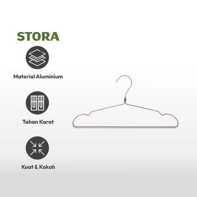 Gambar Stora Hanger Baju Aluminium 41 cm Set 2 pcs - Gold