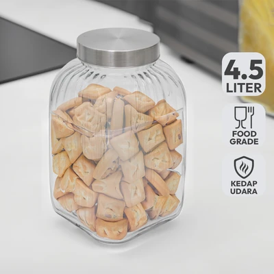 Gambar Informa Gala Stoples Kaca 4.5 Liter Transparan - Silver