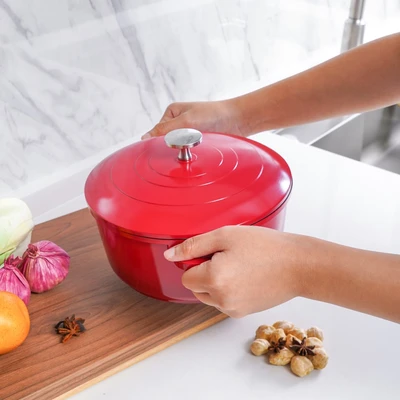 Gambar Culinart Carol Panci Casserole Dengan Tutup Aluminium Non-Stick Coating 20 cm - Merah