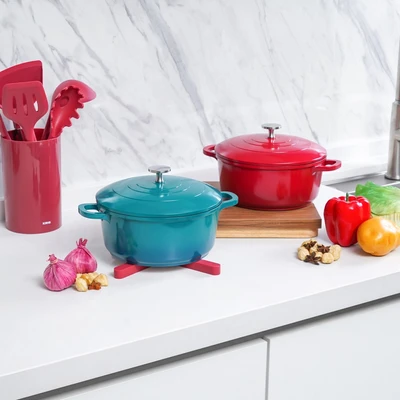 Gambar Culinart Carol Panci Casserole Dengan Tutup Aluminium Non-Stick Coating 20 cm - Merah