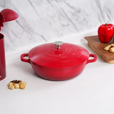 Gambar Culinart Carol Panci Hot Pot Dengan Tutup Aluminium Non-Stick Coating 24 cm - Merah
