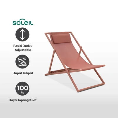 Gambar Soleil Kursi Pantai 4 Posisi Fabric Dengan Bantal - Oranye Coral