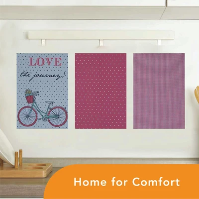 Gambar Forhom 50x80 Cm Set 3 Pcs Kain Lap Dapur Katun Bicycle