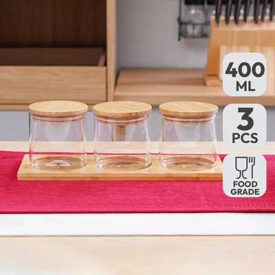 Gambar Informa Carea Petite Stoples Kaca Borosilikat 400 ml Set 3 pcs Transparan - Cokelat