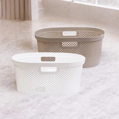 Gambar Stora Keranjang Laundry Oval 58x37.5x26.5 cm - Putih
