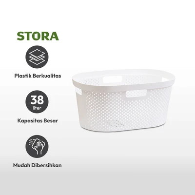 Gambar Stora Keranjang Laundry Oval 58x37.5x26.5 cm - Putih