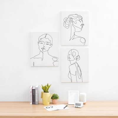 Gambar Informa Hiasan Dinding Kanvas Print Woman 40x50 cm Set 3 Pcs - Mix