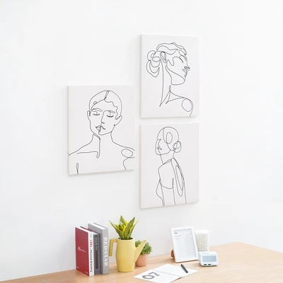Gambar Informa Hiasan Dinding Kanvas Print Woman 40x50 cm Set 3 Pcs - Mix