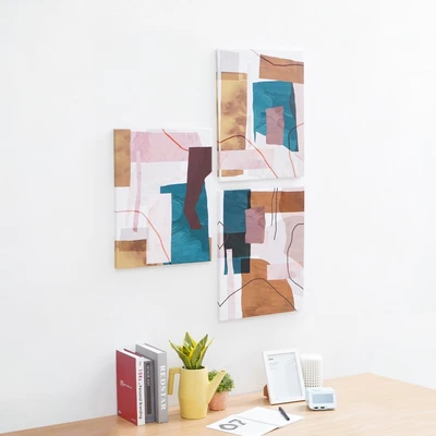 Gambar Informa Hiasan Dinding Kanvas Print Abstract 40x50 cm Set 3 Pcs V2 - Mix
