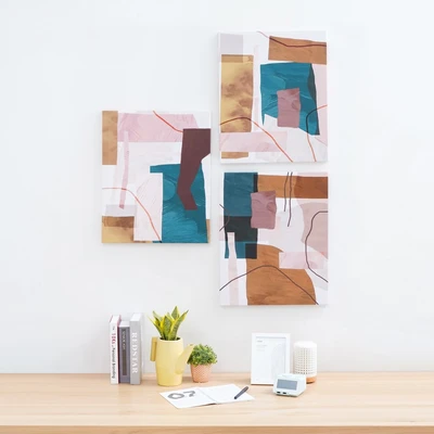 Gambar Informa Hiasan Dinding Kanvas Print Abstract 40x50 cm Set 3 Pcs V2 - Mix