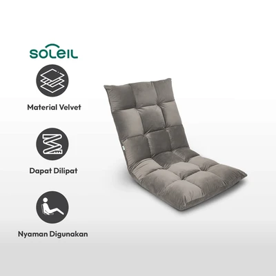 Gambar Soleil Amadeus Kursi Lesehan Lipat Fabric Velvet - Abu-Abu