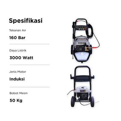Gambar Krisbow High Pressure Cleaner 160 Bar 3000 Watt FPHPE160 - Hitam