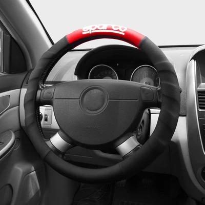 Gambar Sparco Sarung Stir Mobil Pu - Hitam/Merah