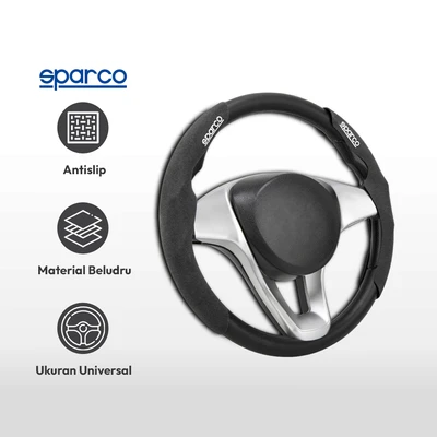 Gambar Sparco Sarung Stir Kain Bludru - Hitam