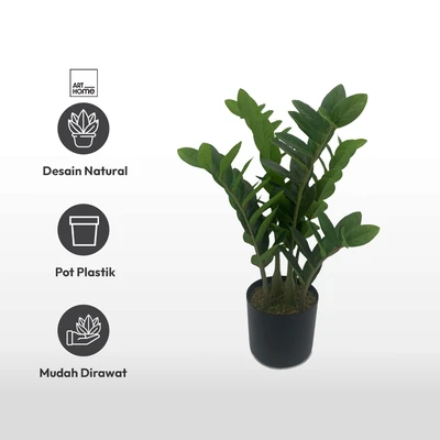Gambar Arthome Tanaman Artifisial Lucky Feather Dengan Pot 15x15x50 cm